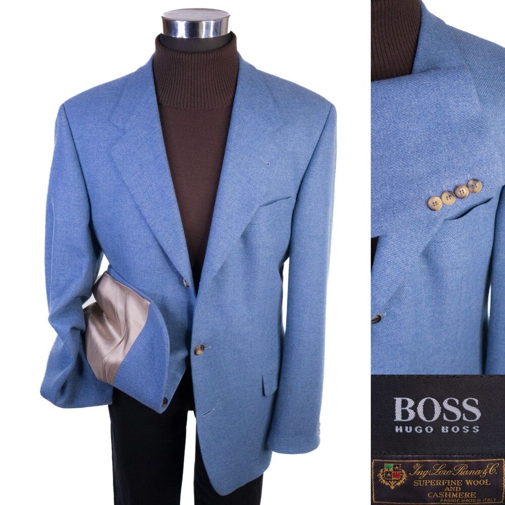 Hugo Boss Loro Piana Wool & Cashmere Blazer Sport Coat Sz 42L 3-Button Jacket